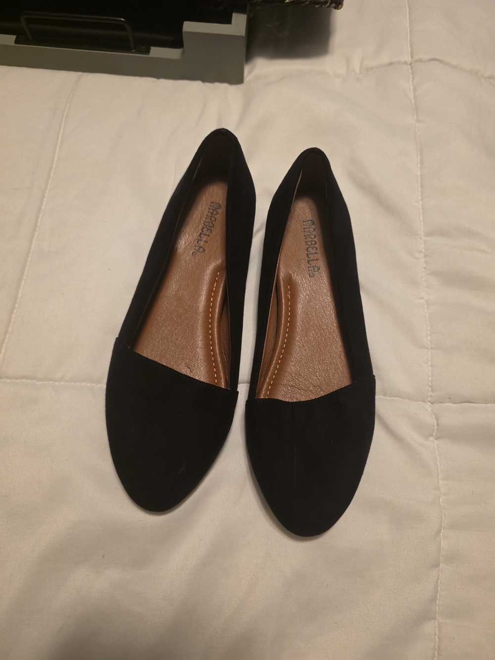 MARELLA Size 7 Women's Black Suede-Style Slip-On Ballet Flats